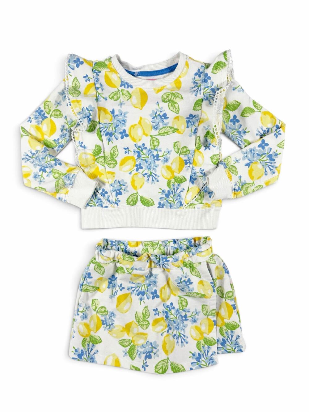 Isaac Mizrahi New York Girls Lemon Floral Ruffle Skort Set 4